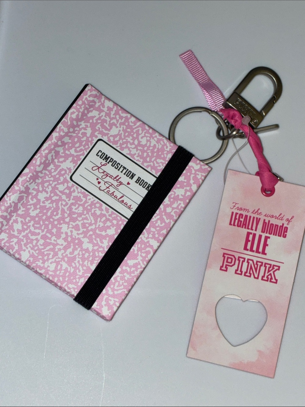 VS Pink X Legally Blonde Elle Composition notebook keychain bag charm